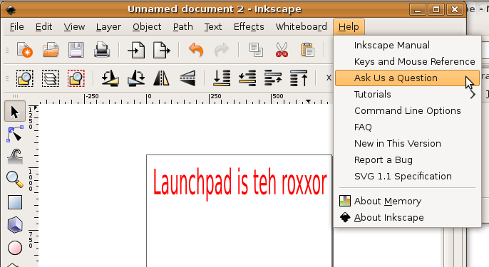 Inkscape's help menu