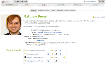 A profile page in the new Launchpad design